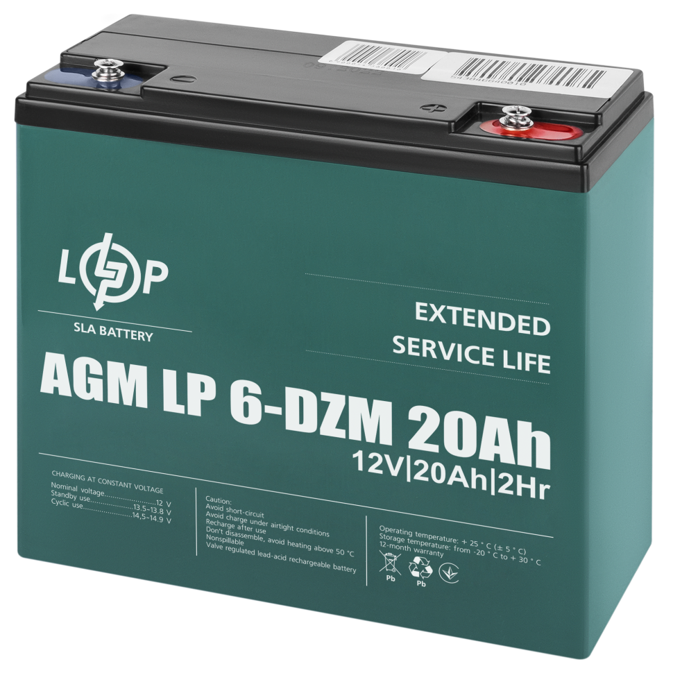 Тяговый свинцово-кислотный AGM аккумулятор LogicPower LP 6-DZM-20 Ah Тяговый свинцово-кислотный AGM аккумулятор LogicPower LP 6-DZM-20 Ah