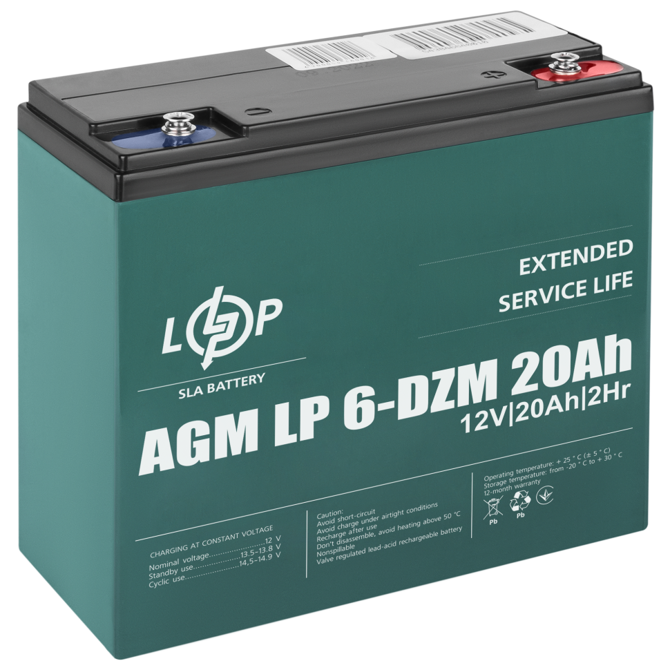 Тяговый свинцово-кислотный AGM аккумулятор LogicPower LP 6-DZM-20 Ah Тяговый свинцово-кислотный AGM аккумулятор LogicPower LP 6-DZM-20 Ah