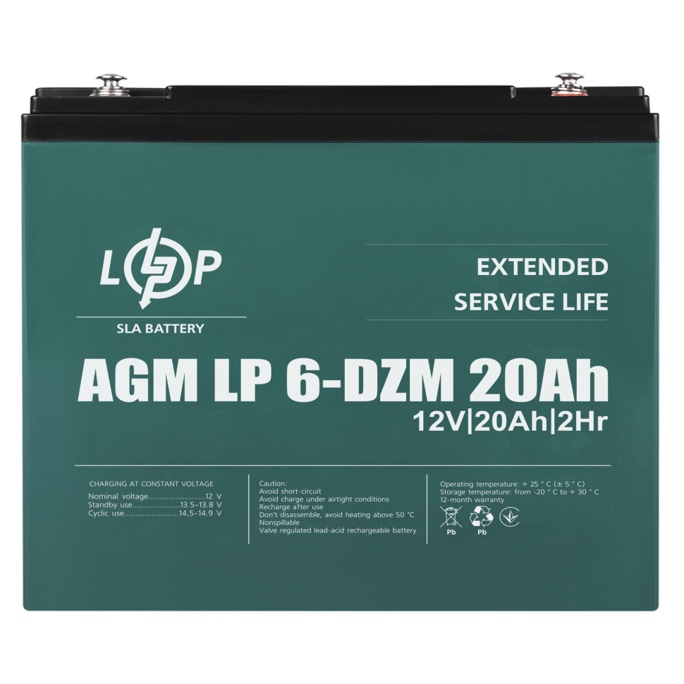 Тяговый свинцово-кислотный AGM аккумулятор LogicPower LP 6-DZM-20 Ah Тяговый свинцово-кислотный AGM аккумулятор LogicPower LP 6-DZM-20 Ah