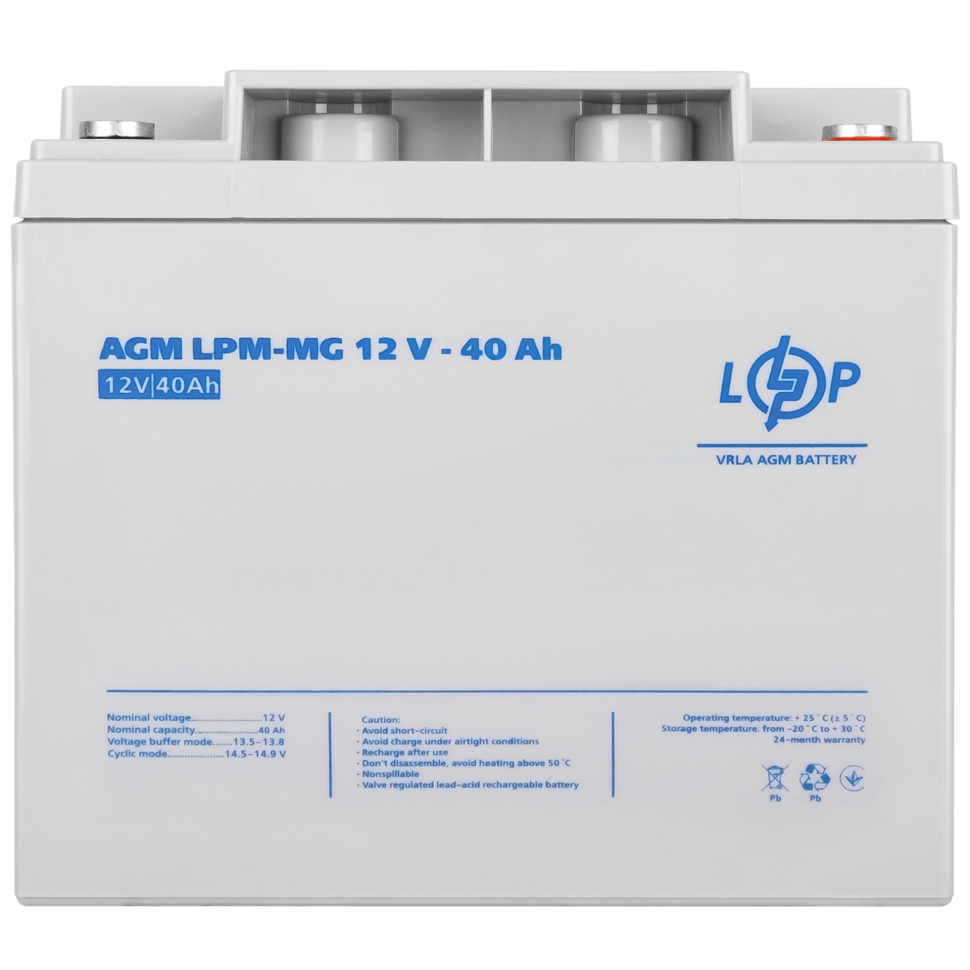 Аккумулятор мультигелевый LogicPower LPM-MG 12V - 40 Ah Аккумулятор мультигелевый LogicPower LPM-MG 12V - 40 Ah