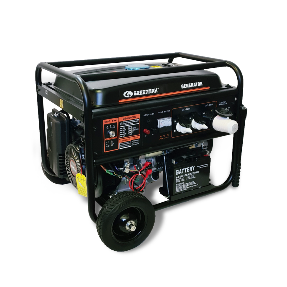 Генератор бензиновый GREENMAX MB6500EB3 5.0/5.5 кВт, трехфазный, с электрозапуском Генератор бензиновый GREENMAX MB6500EB3 5.0/5.5 кВт, трехфазный, с электрозапуском