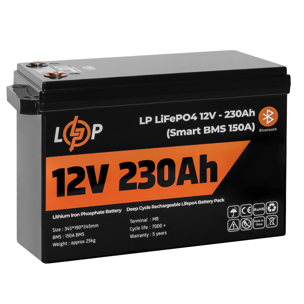Аккумулятор LiFePО4 LogicPower 12V (12,8V) - 230 Ah (2944Wh) (Smart BMS 150А) с BT пластик для ИБП Аккумулятор LiFePО4 LogicPower 12V (12,8V) - 230 Ah (2944Wh) (Smart BMS 150А) с BT пластик для ИБП