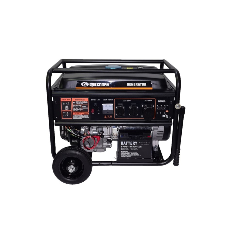 Генератор бензиновый GREENMAX MB9000EB3 7.0/7.5 кВт, трехфазный, с...
