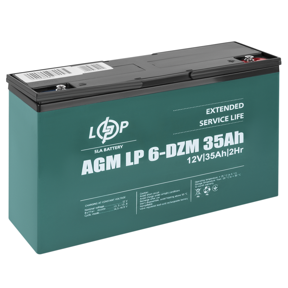 Тяговый свинцово-кислотный AGM аккумулятор LogicPower LP 6-DZM-35 Ah Тяговый свинцово-кислотный AGM аккумулятор LogicPower LP 6-DZM-35 Ah