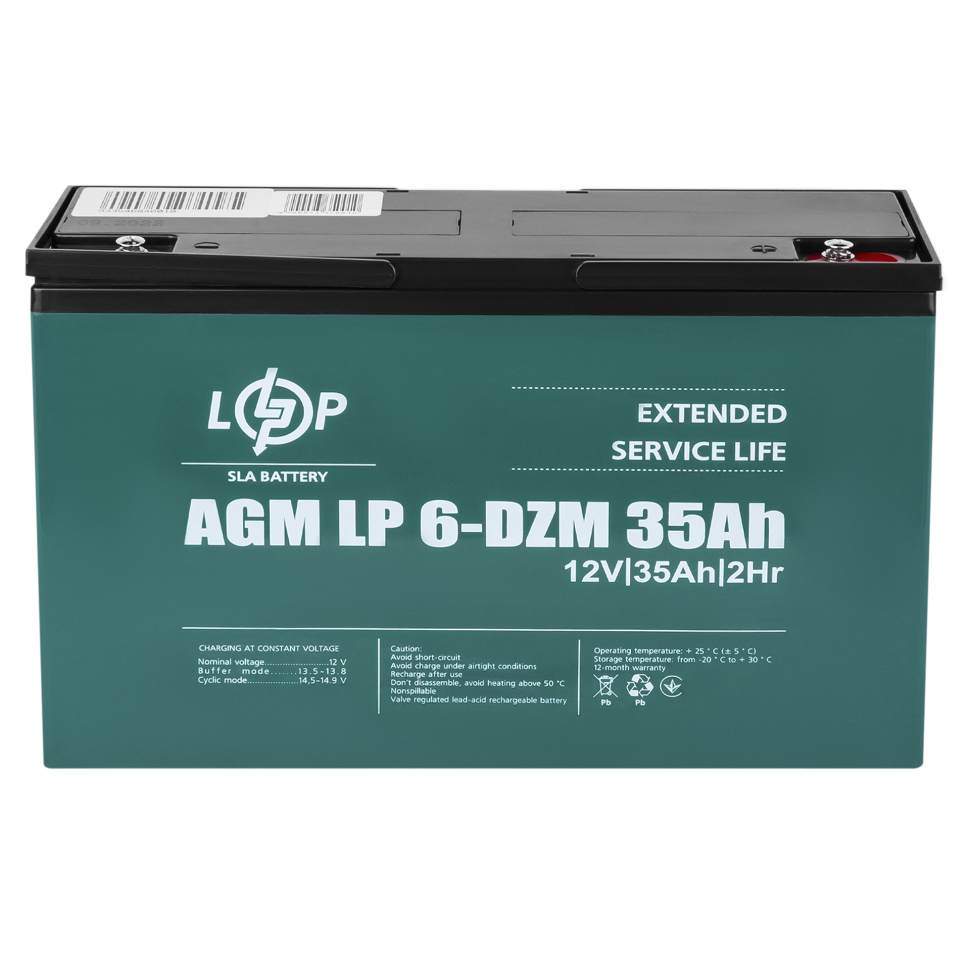Тяговый свинцово-кислотный AGM аккумулятор LogicPower LP 6-DZM-35 Ah Тяговый свинцово-кислотный AGM аккумулятор LogicPower LP 6-DZM-35 Ah