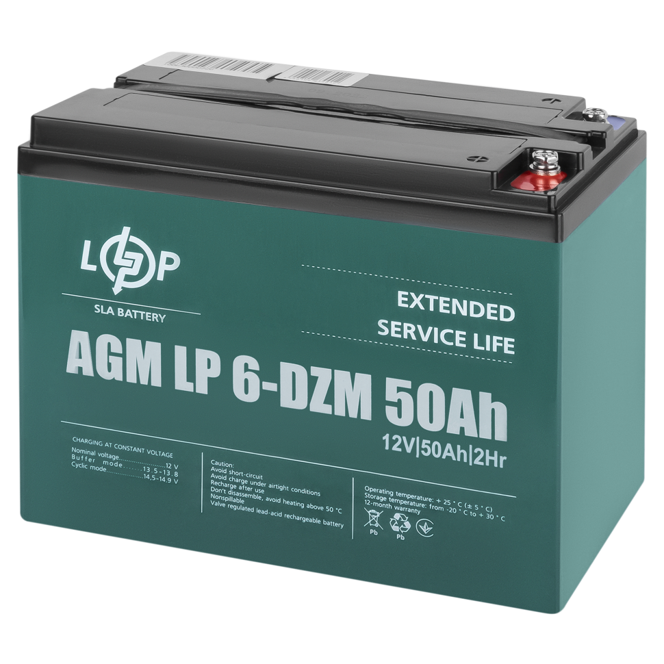 Тяговый свинцово-кислотный AGM аккумулятор LogicPower LP 6-DZM-50 Ah Тяговый свинцово-кислотный AGM аккумулятор LogicPower LP 6-DZM-50 Ah