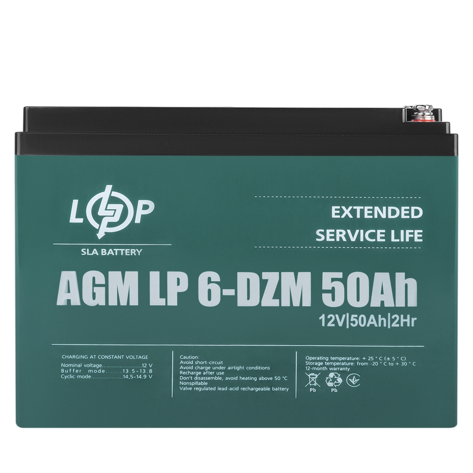 Тяговый свинцово-кислотный AGM аккумулятор LogicPower LP 6-DZM-50 Ah Тяговый свинцово-кислотный AGM аккумулятор LogicPower LP 6-DZM-50 Ah
