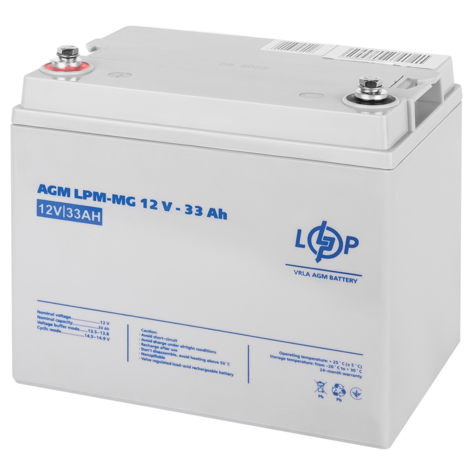 Аккумулятор мультигелевый LogicPower LPM-MG 12V - 33 Ah Аккумулятор мультигелевый LogicPower LPM-MG 12V - 33 Ah