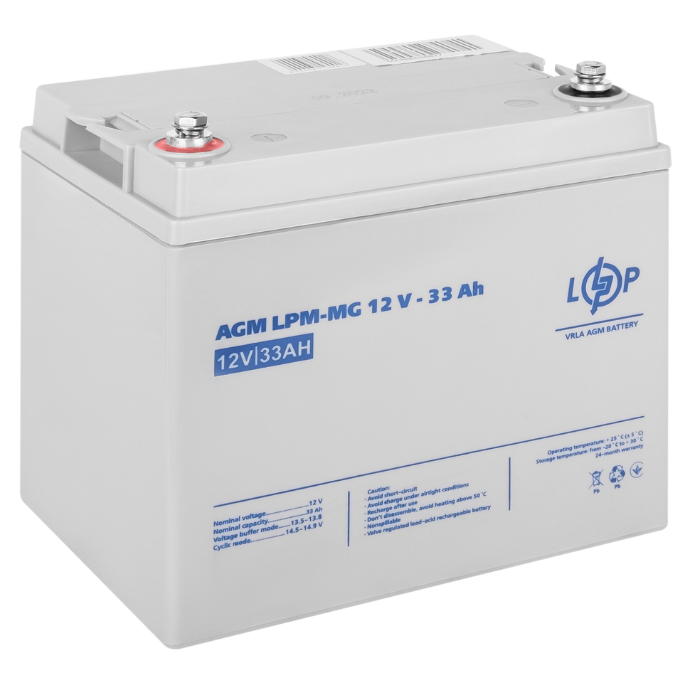 Аккумулятор мультигелевый LogicPower LPM-MG 12V - 33 Ah Аккумулятор мультигелевый LogicPower LPM-MG 12V - 33 Ah