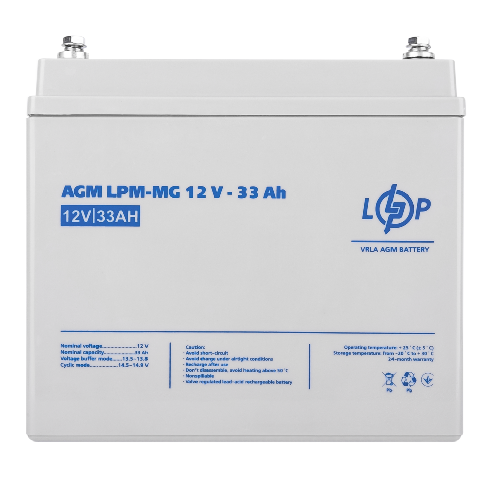 Аккумулятор мультигелевый LogicPower LPM-MG 12V - 33 Ah Аккумулятор мультигелевый LogicPower LPM-MG 12V - 33 Ah