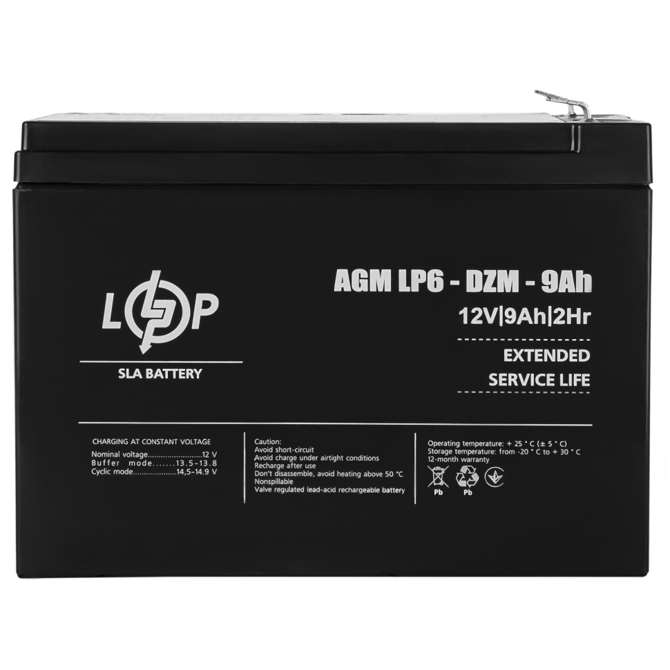 Тяговый свинцово-кислотный AGM аккумулятор LogicPower LP 6-DZM-9 Ah Тяговый свинцово-кислотный AGM аккумулятор LogicPower LP 6-DZM-9 Ah