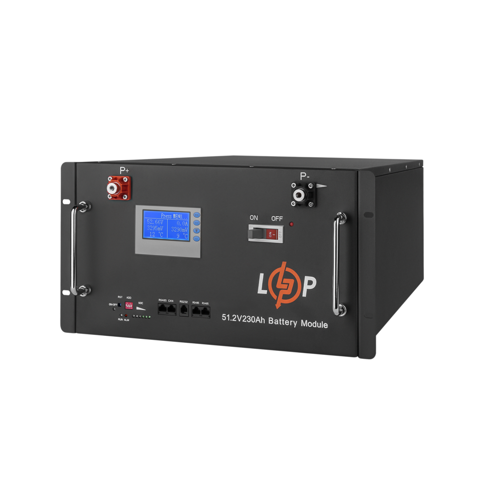 Аккумулятор LiFePО4 LogicPower 48V (51,2V) - 230 Ah (11776Wh) (Smart BMS 200A) с LCD RM Аккумулятор LiFePО4 LogicPower 48V (51,2V) - 230 Ah (11776Wh) (Smart BMS 200A) с LCD RM
