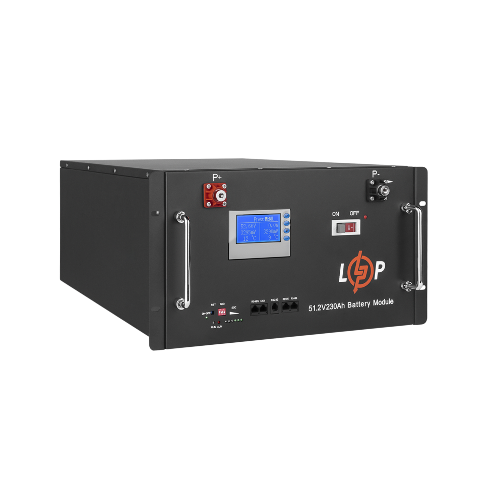 Аккумулятор LiFePО4 LogicPower 48V (51,2V) - 230 Ah (11776Wh) (Smart BMS 200A) с LCD RM Аккумулятор LiFePО4 LogicPower 48V (51,2V) - 230 Ah (11776Wh) (Smart BMS 200A) с LCD RM