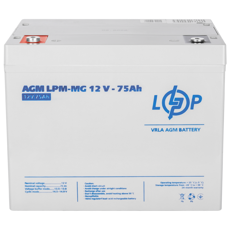 Аккумулятор мультигелевый LogicPower LPM-MG 12V - 75 Ah Аккумулятор мультигелевый LogicPower LPM-MG 12V - 75 Ah