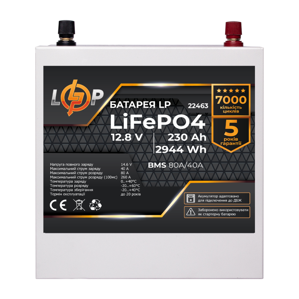 Аккумулятор LiFePО4 LogicPower 12V (12,8V) - 230 Ah (2944Wh) (BMS...