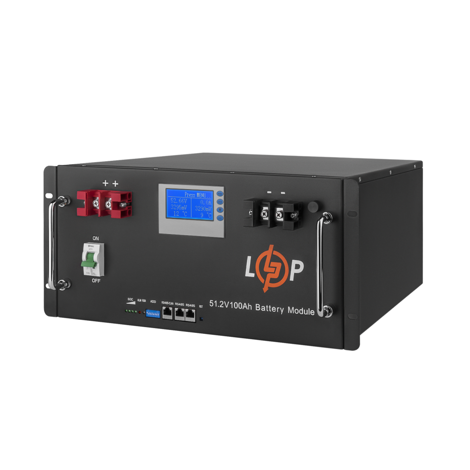 Аккумулятор LiFePО4 LogicPower 48V (51,2V) - 100 Ah (5120Wh) (Smart BMS 100A) с LCD RM Аккумулятор LiFePО4 LogicPower 48V (51,2V) - 100 Ah (5120Wh) (Smart BMS 100A) с LCD RM