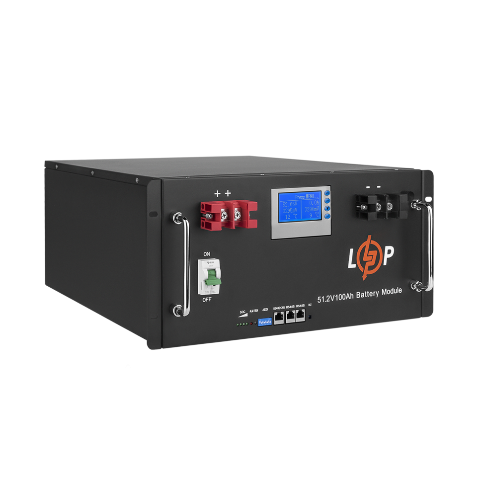 Аккумулятор LiFePО4 LogicPower 48V (51,2V) - 100 Ah (5120Wh) (Smart BMS 100A) с LCD RM Аккумулятор LiFePО4 LogicPower 48V (51,2V) - 100 Ah (5120Wh) (Smart BMS 100A) с LCD RM