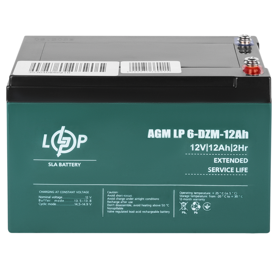 Тяговый свинцово-кислотный AGM аккумулятор LogicPower LP 6-DZM-12 Ah (под болт М5) Тяговый свинцово-кислотный AGM аккумулятор LogicPower LP 6-DZM-12 Ah (под болт М5)