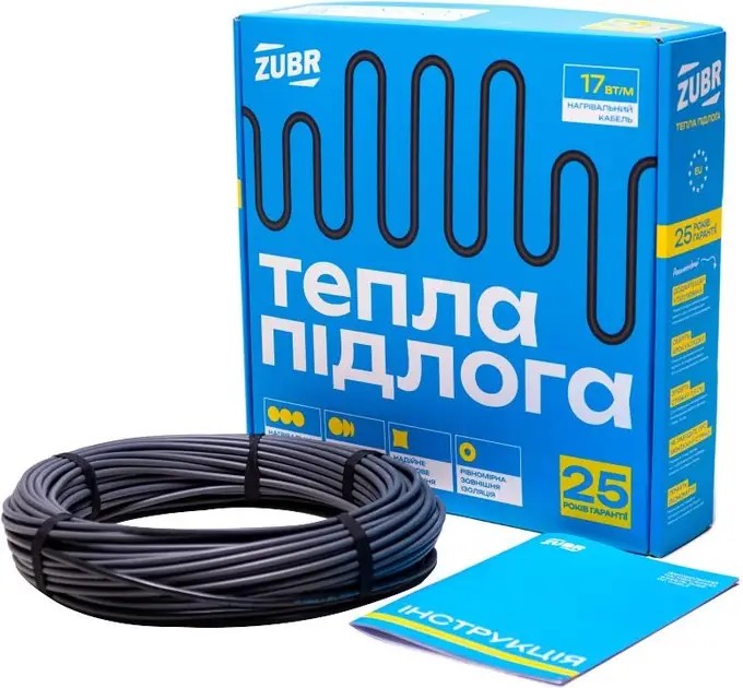 Нагревательный двухжильный кабель Zubr DC Cable 17 Вт/170 Вт