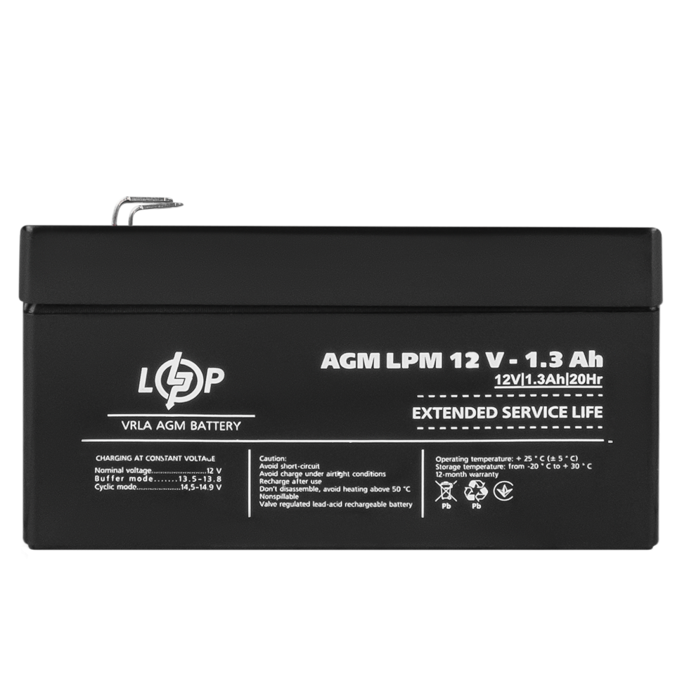 Аккумулятор AGM LogicPower LPM 12V - 1.3 Ah Аккумулятор AGM LogicPower LPM 12V - 1.3 Ah