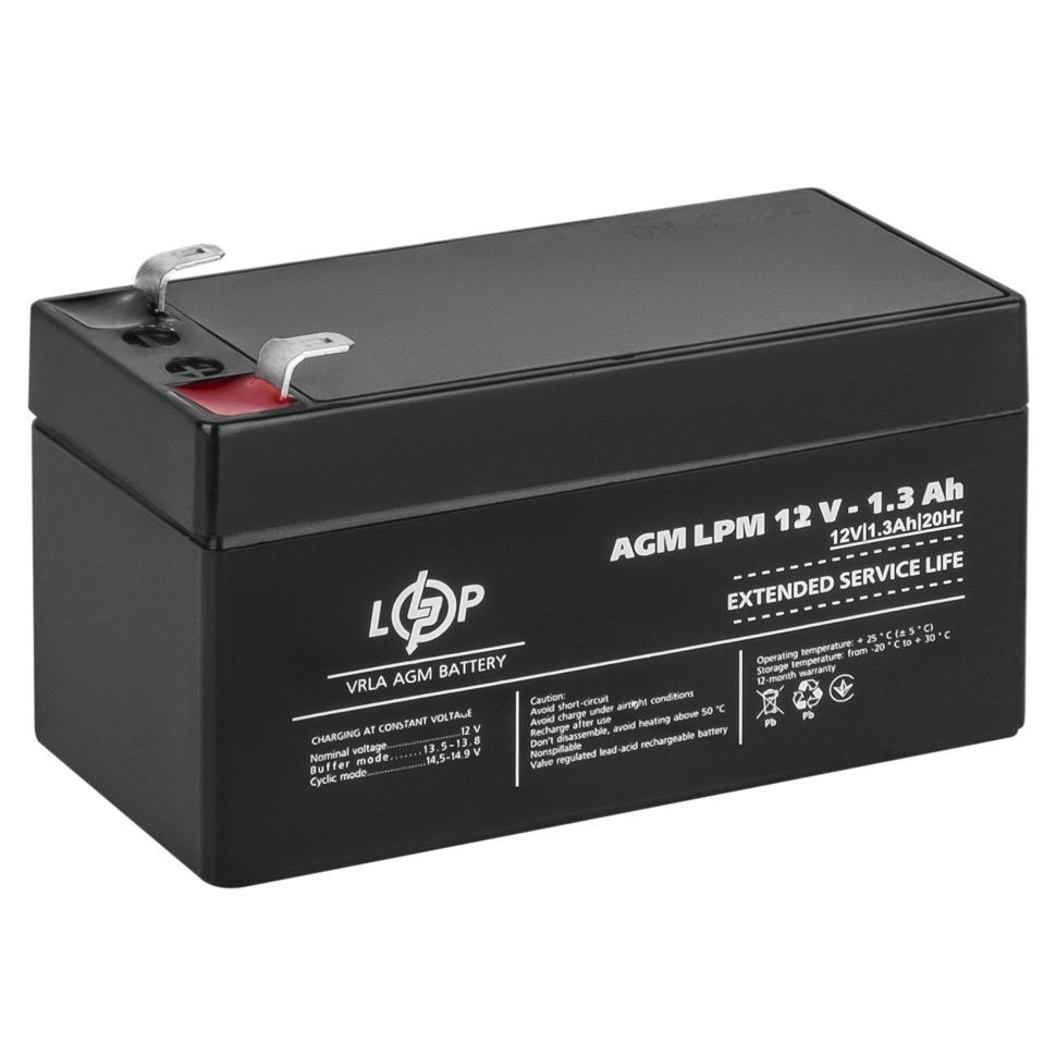 Аккумулятор AGM LogicPower LPM 12V - 1.3 Ah Аккумулятор AGM LogicPower LPM 12V - 1.3 Ah