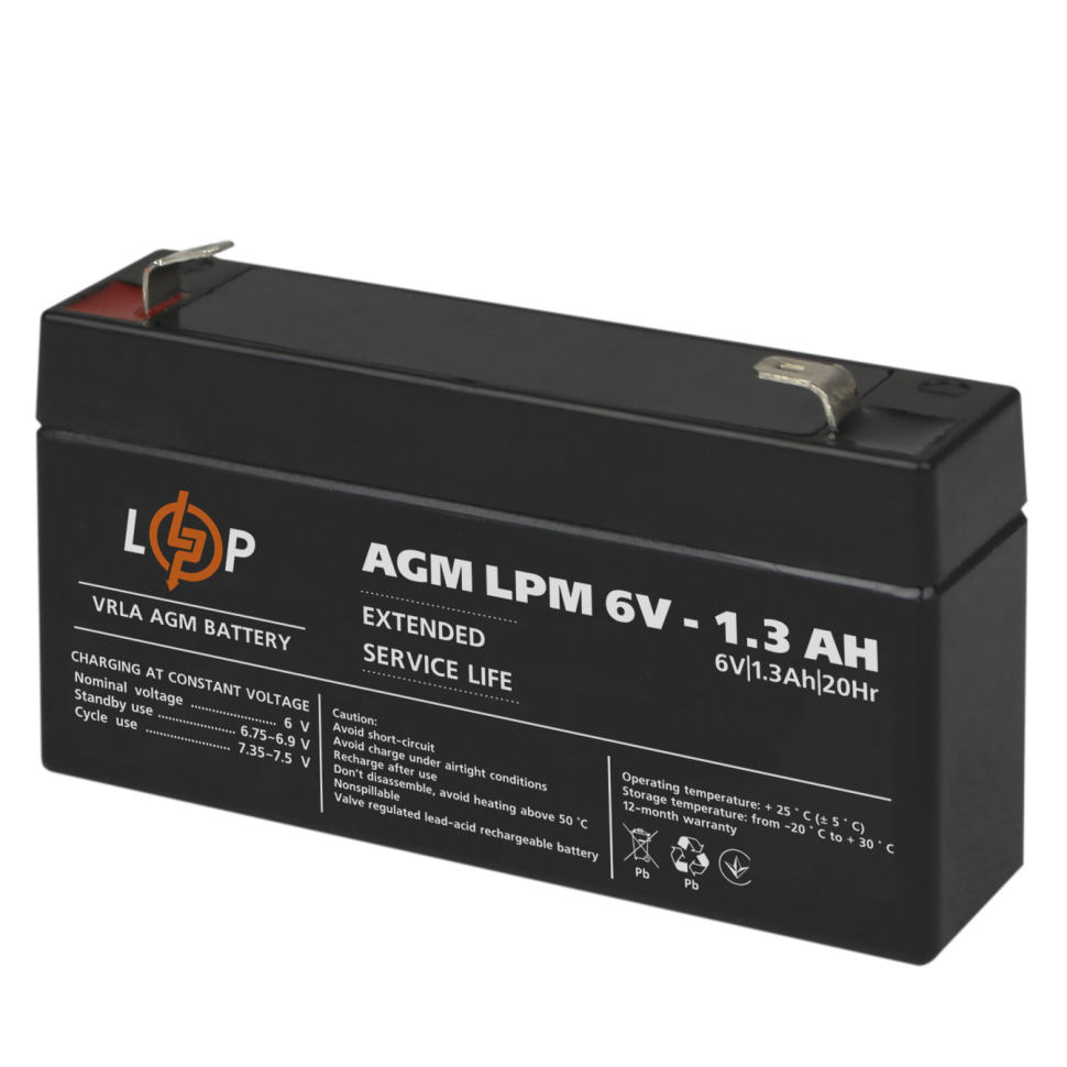 Аккумулятор AGM LogicPower LPM 6V - 1.3 Ah