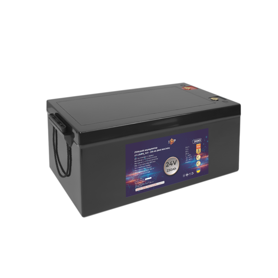 Аккумулятор LiFePО4 LogicPower 24V (25,6V) - 230 Ah (5888Wh) (BMS 80A/40A) пластик Аккумулятор LiFePО4 LogicPower 24V (25,6V) - 230 Ah (5888Wh) (BMS 80A/40A) пластик