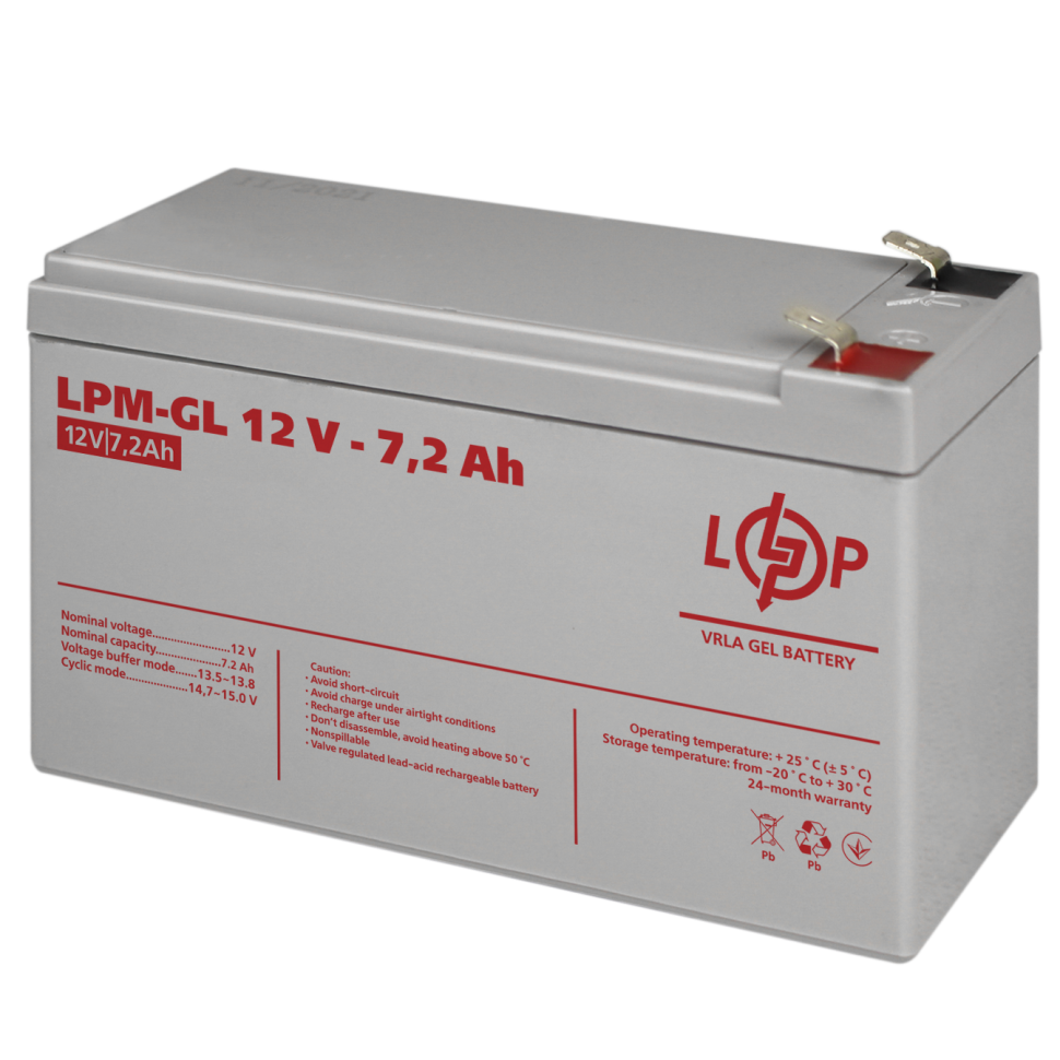 Аккумулятор гелевый LogicPower LPM-GL 12V - 7.2 Ah