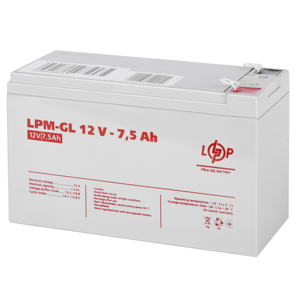 Аккумулятор гелевый LogicPower LPM-GL 12V - 7.5 Ah