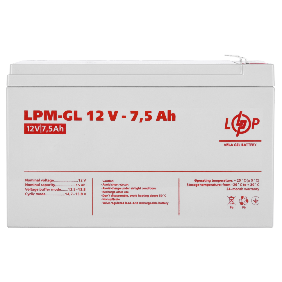 Аккумулятор гелевый LogicPower LPM-GL 12V - 7.5 Ah Аккумулятор гелевый LogicPower LPM-GL 12V - 7.5 Ah