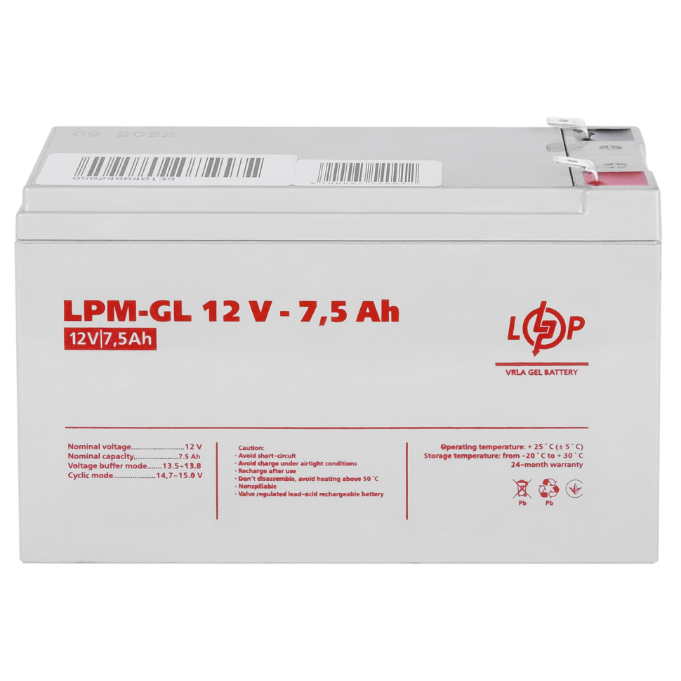 Аккумулятор гелевый LogicPower LPM-GL 12V - 7.5 Ah Аккумулятор гелевый LogicPower LPM-GL 12V - 7.5 Ah
