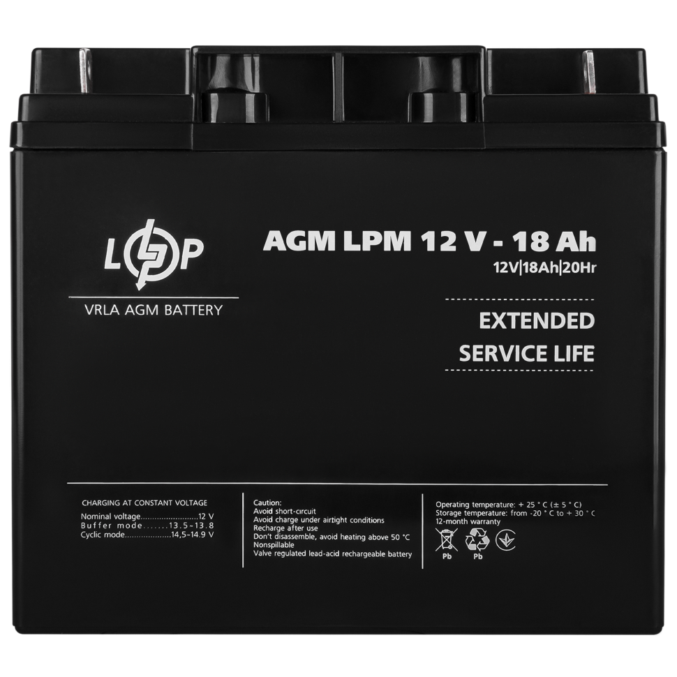 Аккумулятор AGM LogicPower LPM 12V - 18 Ah Аккумулятор AGM LogicPower LPM 12V - 18 Ah