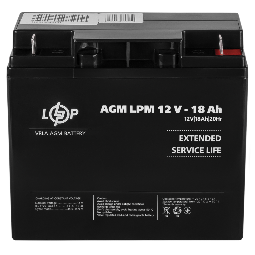 Аккумулятор AGM LogicPower LPM 12V - 18 Ah Аккумулятор AGM LogicPower LPM 12V - 18 Ah