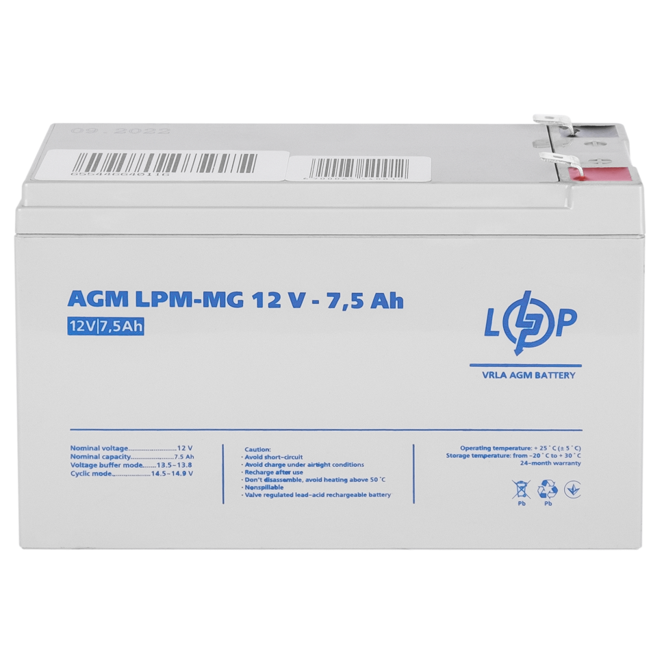 Аккумулятор мультигелевый LogicPower LPM-MG 12V - 7.5 Ah Аккумулятор мультигелевый LogicPower LPM-MG 12V - 7.5 Ah