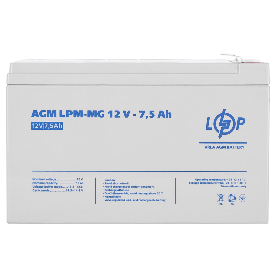 Аккумулятор мультигелевый LogicPower LPM-MG 12V - 7.5 Ah Аккумулятор мультигелевый LogicPower LPM-MG 12V - 7.5 Ah