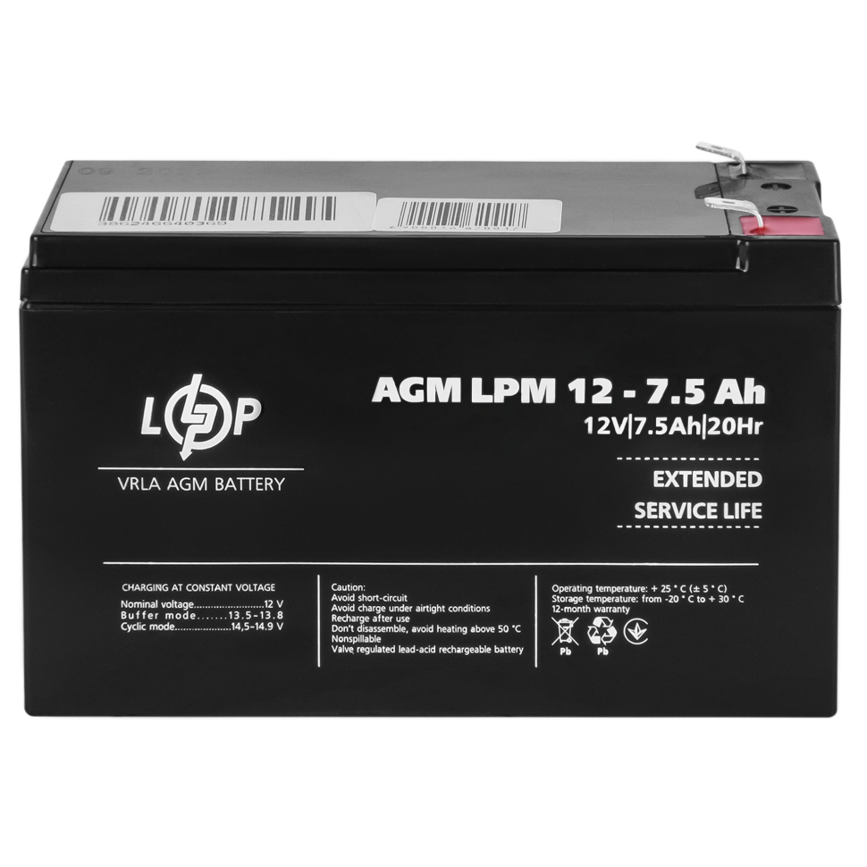 Аккумулятор AGM LogicPower LPM 12V - 7.5 Ah Аккумулятор AGM LogicPower LPM 12V - 7.5 Ah