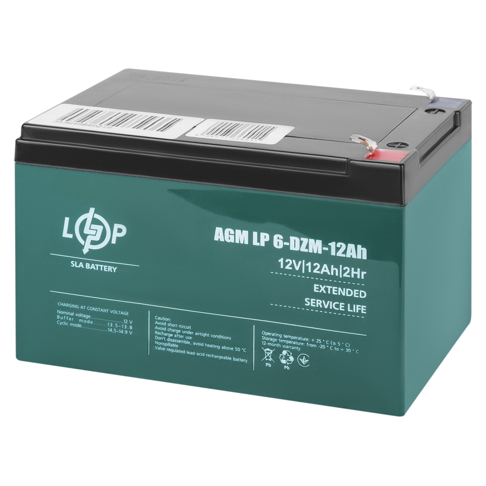 Тяговый свинцово-кислотный AGM аккумулятор LogicPower LP 6-DZM-12 Ah