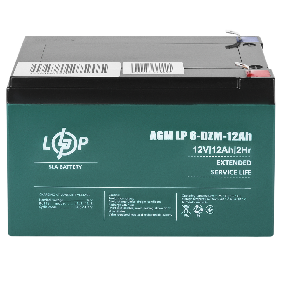 Тяговый свинцово-кислотный AGM аккумулятор LogicPower LP 6-DZM-12 Ah Тяговый свинцово-кислотный AGM аккумулятор LogicPower LP 6-DZM-12 Ah