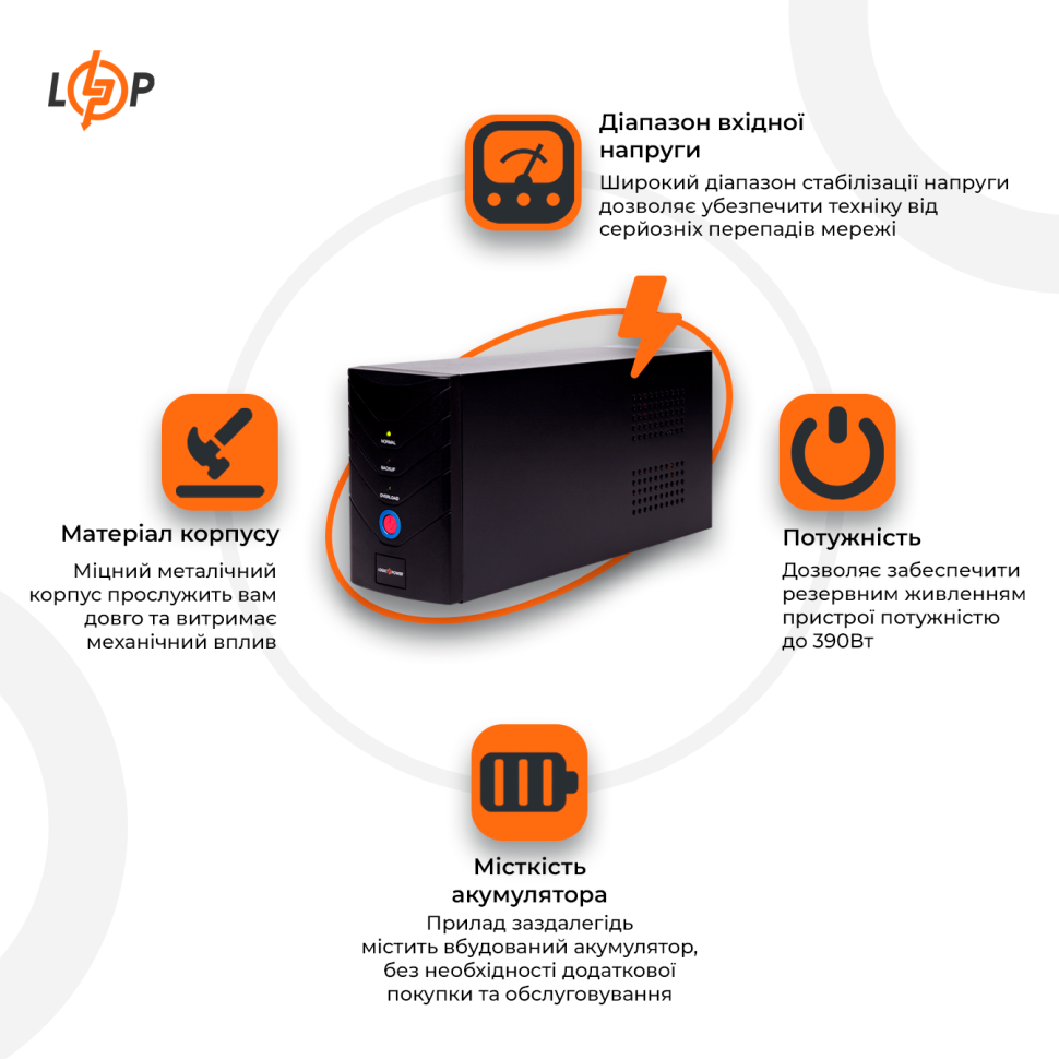 Линейно-интерактивный ИБП LP 650VA (390Вт) Линейно-интерактивный ИБП LP 650VA (390Вт)