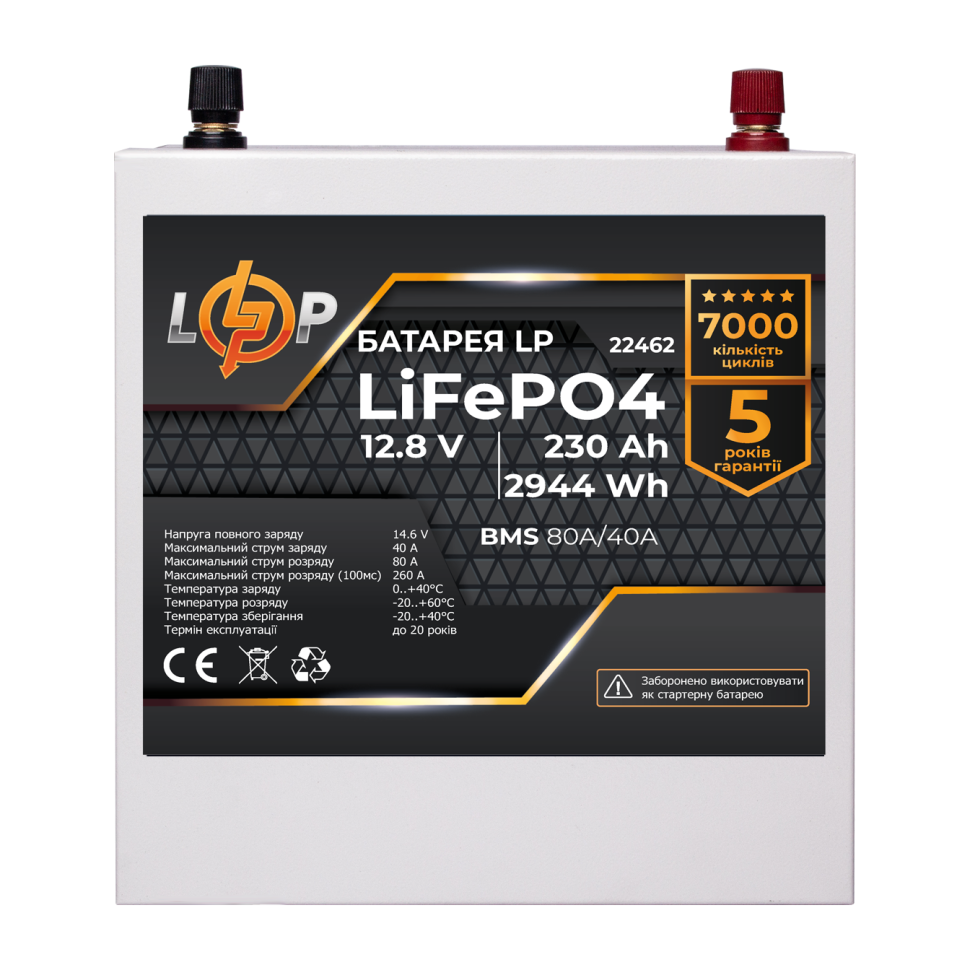 Аккумулятор LiFePО4 LogicPower 12V (12,8V) - 230 Ah (2944Wh) (BMS...