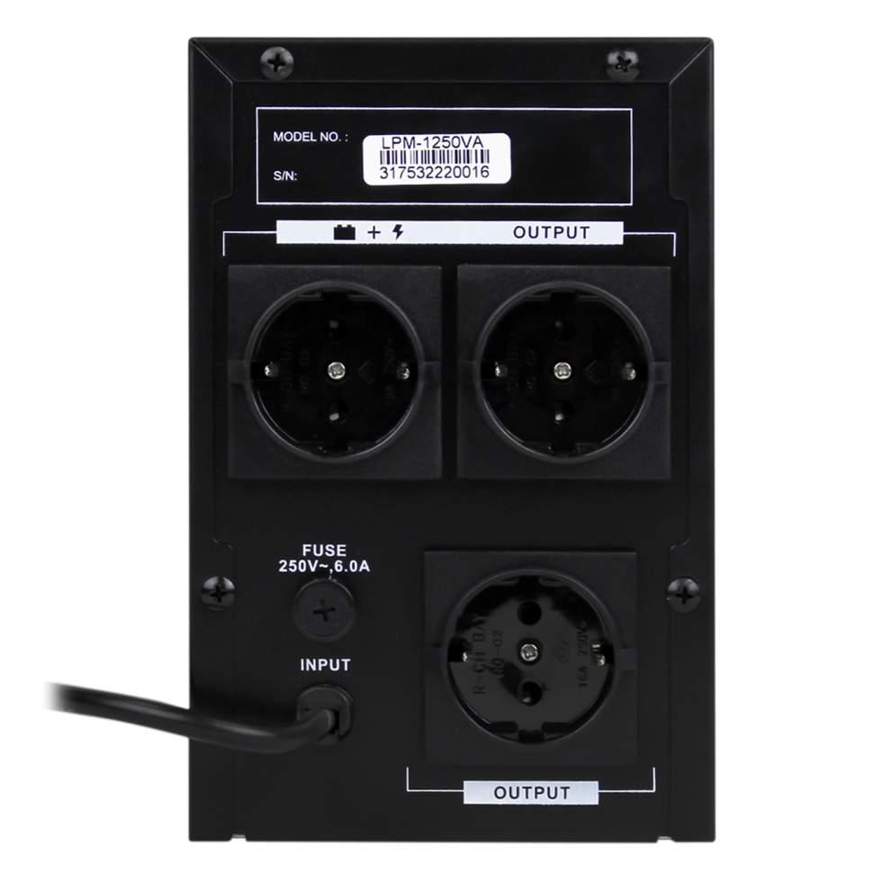 Линейно-интерактивный ИБП LPM-1250VA (875Вт) Линейно-интерактивный ИБП LPM-1250VA (875Вт)