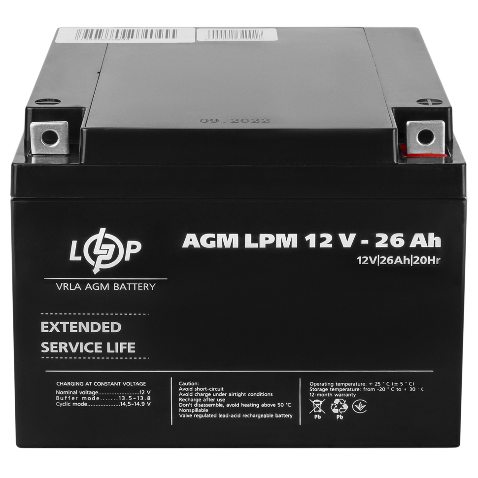 Аккумулятор AGM LogicPower LPM 12V - 26 Ah