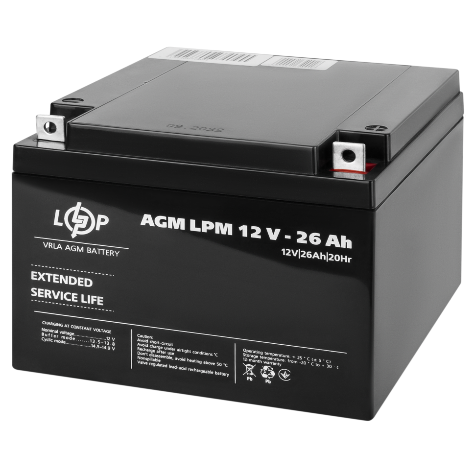 Аккумулятор AGM LogicPower LPM 12V - 26 Ah Аккумулятор AGM LogicPower LPM 12V - 26 Ah